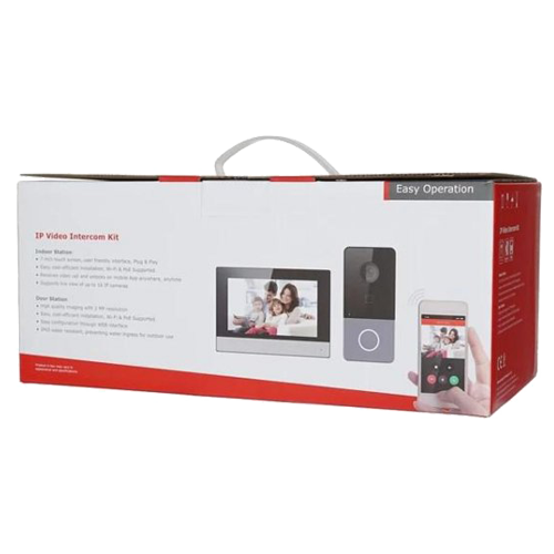 KIT videointerfon TCP/IP pentru 1 familie, monitor TFT LCD 7 inch - HIKVISION DS-KIS603-P - imagine 2