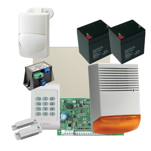 Kit alarma la efractie DSC cu sirena exterioara KIT1404EXT-BS1-OPT